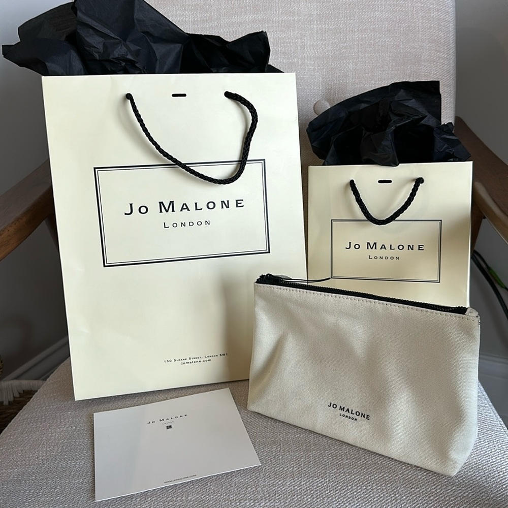 Jo Malone London New Canvas Travel / Makeup Bag with 2 gift bags & gift note
